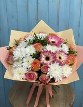 Букет цветов из:  Розы, Герберы и Хризантемы #REPLACE_PRED# Кумертау