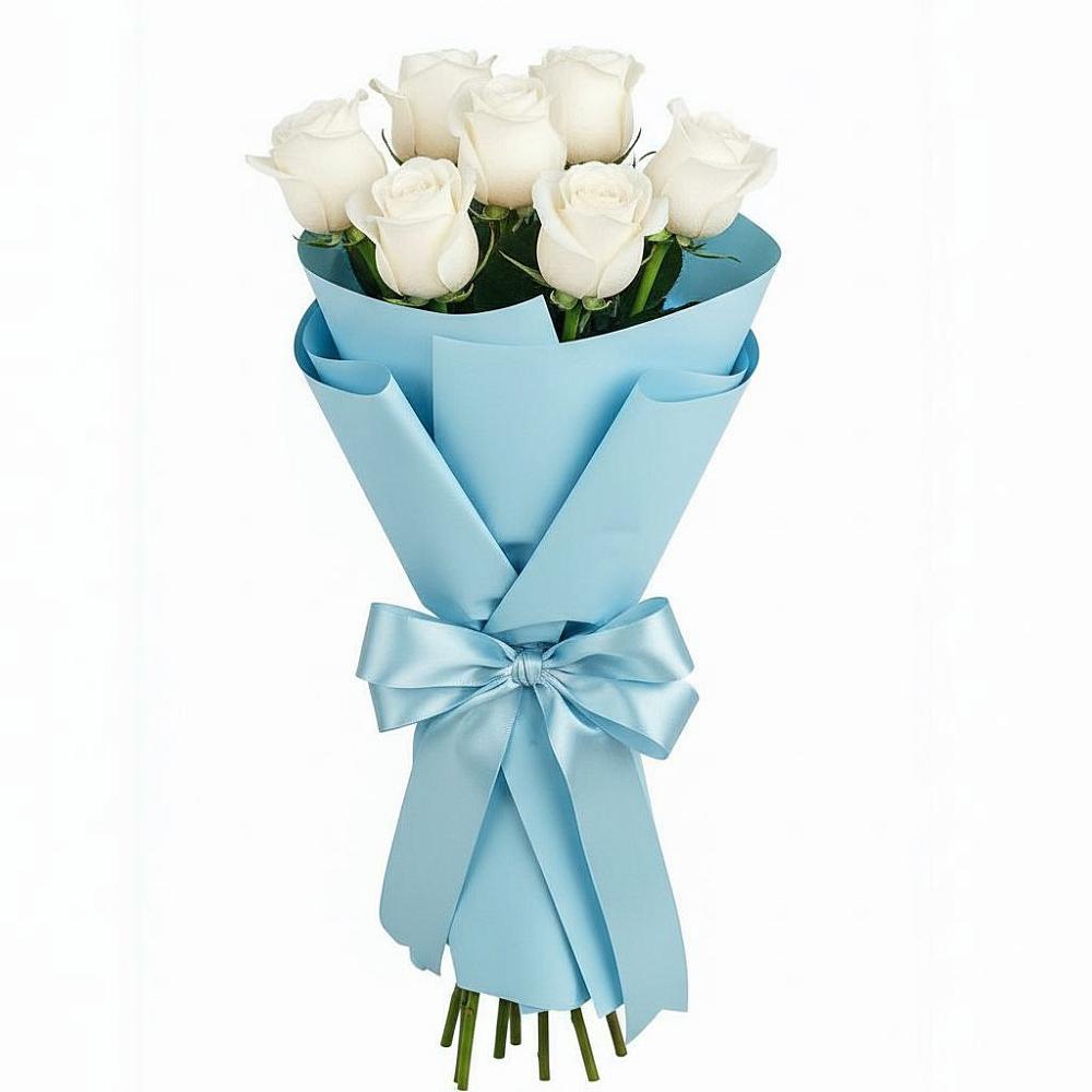 Букет 7 белых роз Проуд в Кумертау