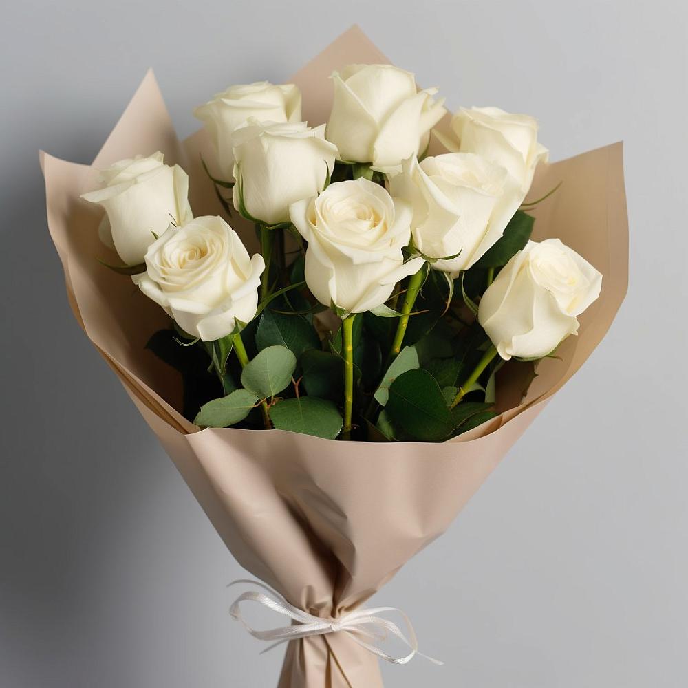 Букет 9 Белых роз Эдлесс Лав в Кумертау