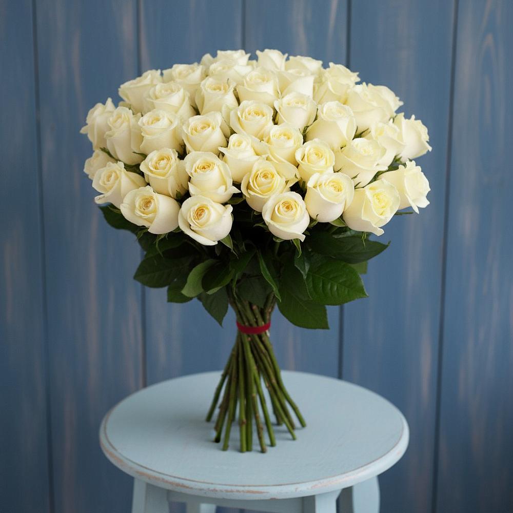 Букет 51 Белая роза Эдлесс Лав в Кумертау