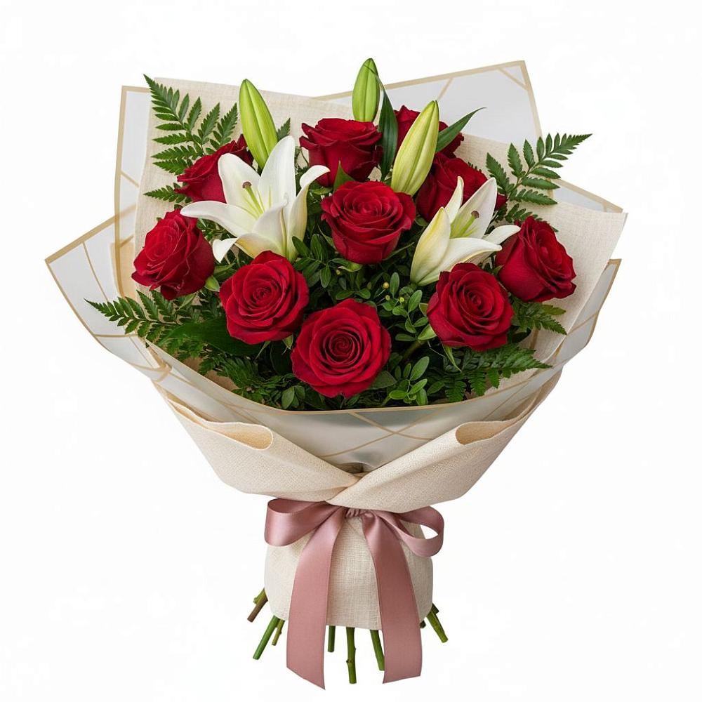 Букет цветов из: Лилии и Розы в Кумертау