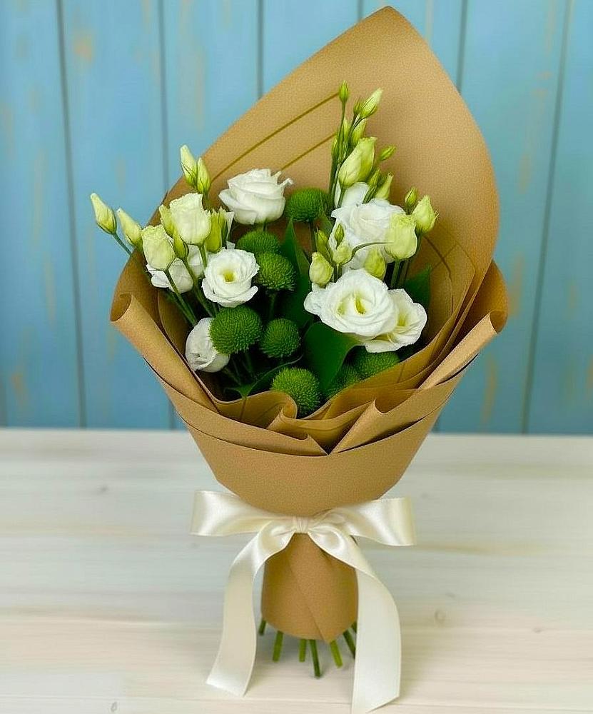 Букет цветов из: Хризантемы и Лизиантусы в Кумертау