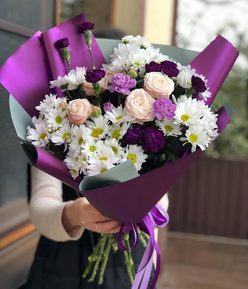 Букет цветов из: Хризантемы, Гвоздики и Розы в Кумертау