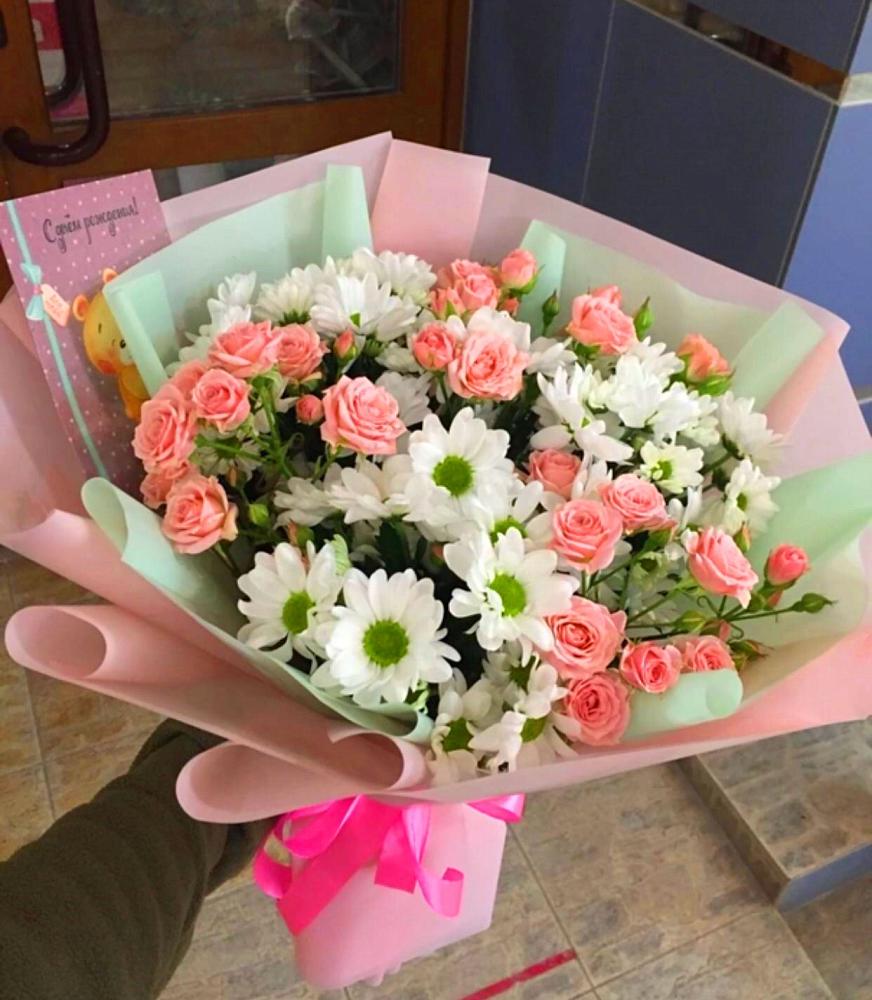 Букет цветов из: Розы и Хризантемы в Кумертау