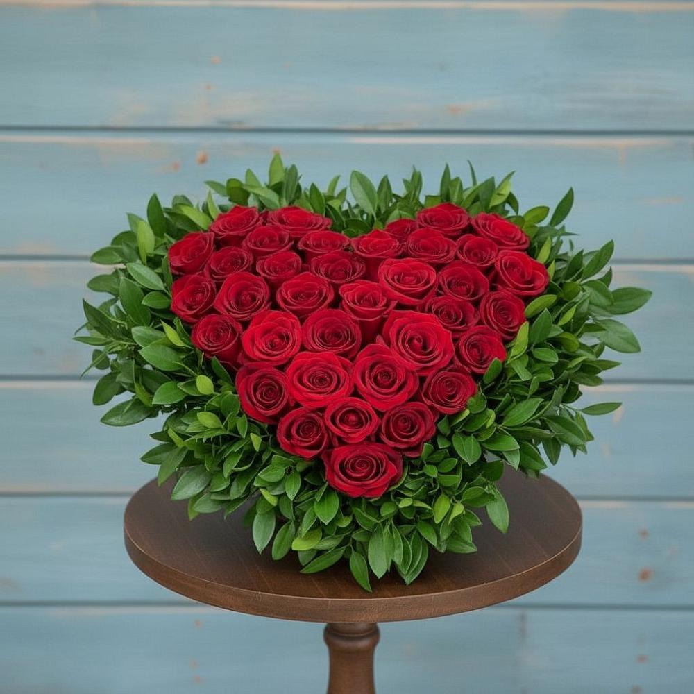 Цветочная композиция из Розы в виде сердца в Кумертау