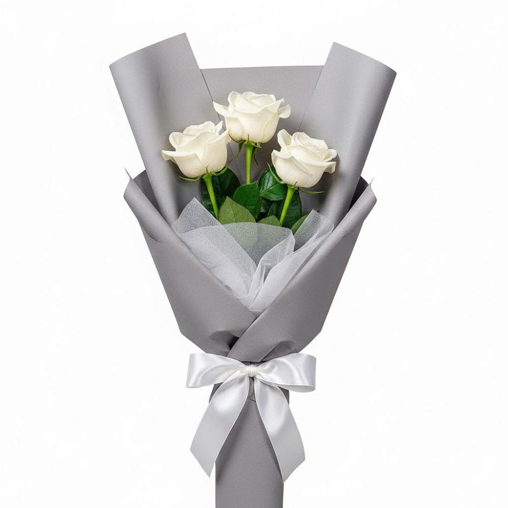 Букет 3 белые розы в Кумертау