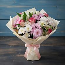 Букет цветов из:  Хризантемы, Альстромерии и Розы в Кумертау