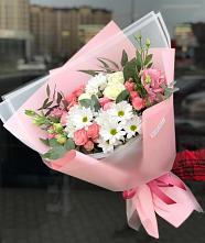 Букет цветов из:  Розы, Лизиантусы и Хризантемы в Кумертау
