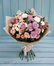 Букет цветов из:  Хризантемы, Розы и Альстромерии в Кумертау