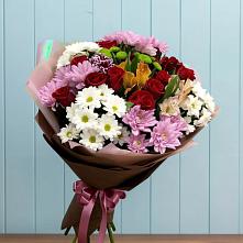 Букет цветов из:  Розы, Хризантемы и Альстромерии в Кумертау