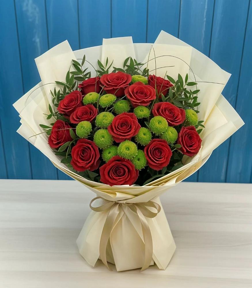 Букет цветов из: Розы и Хризантемы в Кумертау